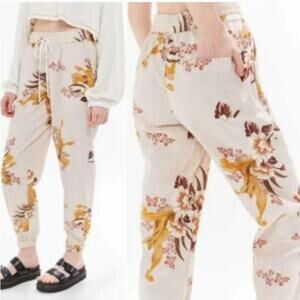 Urban Outfitters Zoey Floral Joggers Women's Small Cotton Pockets Elastic Waist